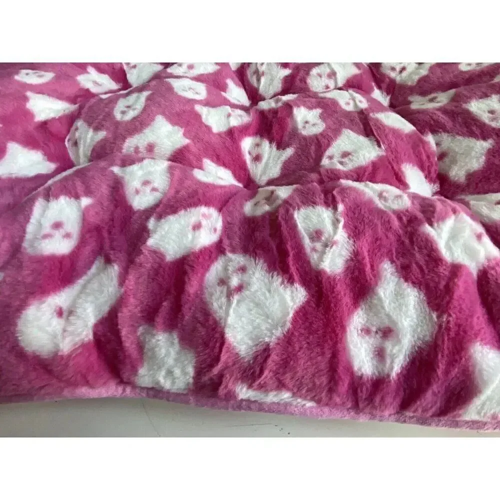 Storehouse Pink Ghosts Halloween Faux Fur Pillow Pet BED Super Soft 36 X 23” NEW